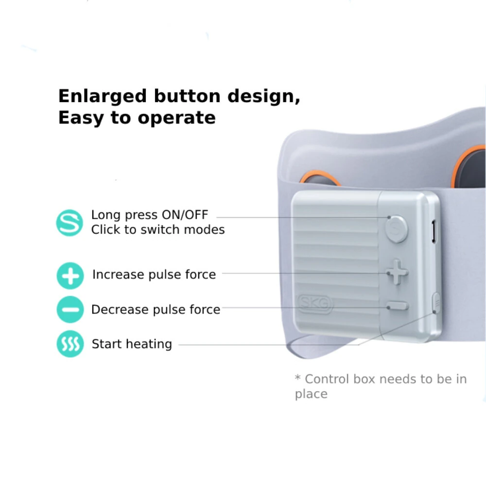 (image for) SKG W7 Waist Massager 6 Modes 9 Intensity Levels TENS Pulse Heat Therapy Lightweight Portable Waist Massager Belt